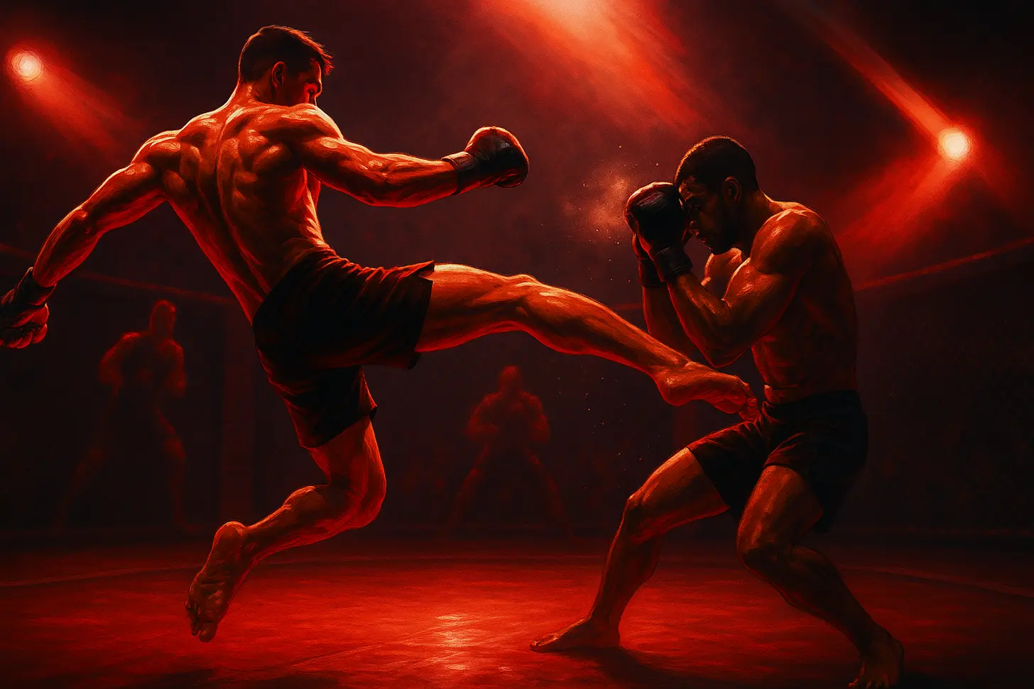Combate de artes marciales mixtas en la jaula